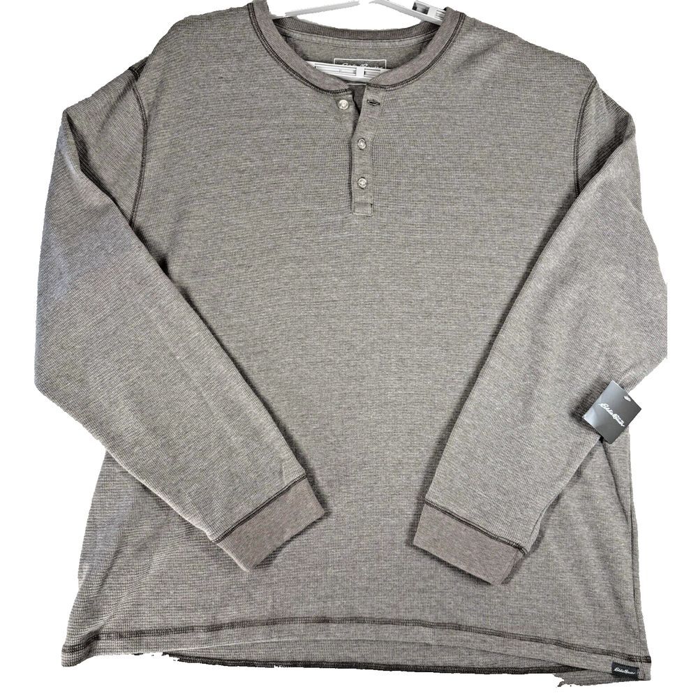 Eddie Bauer Henley Shirt Mens XXL Brown Long Sleeve Gorpcore Hiking NWT